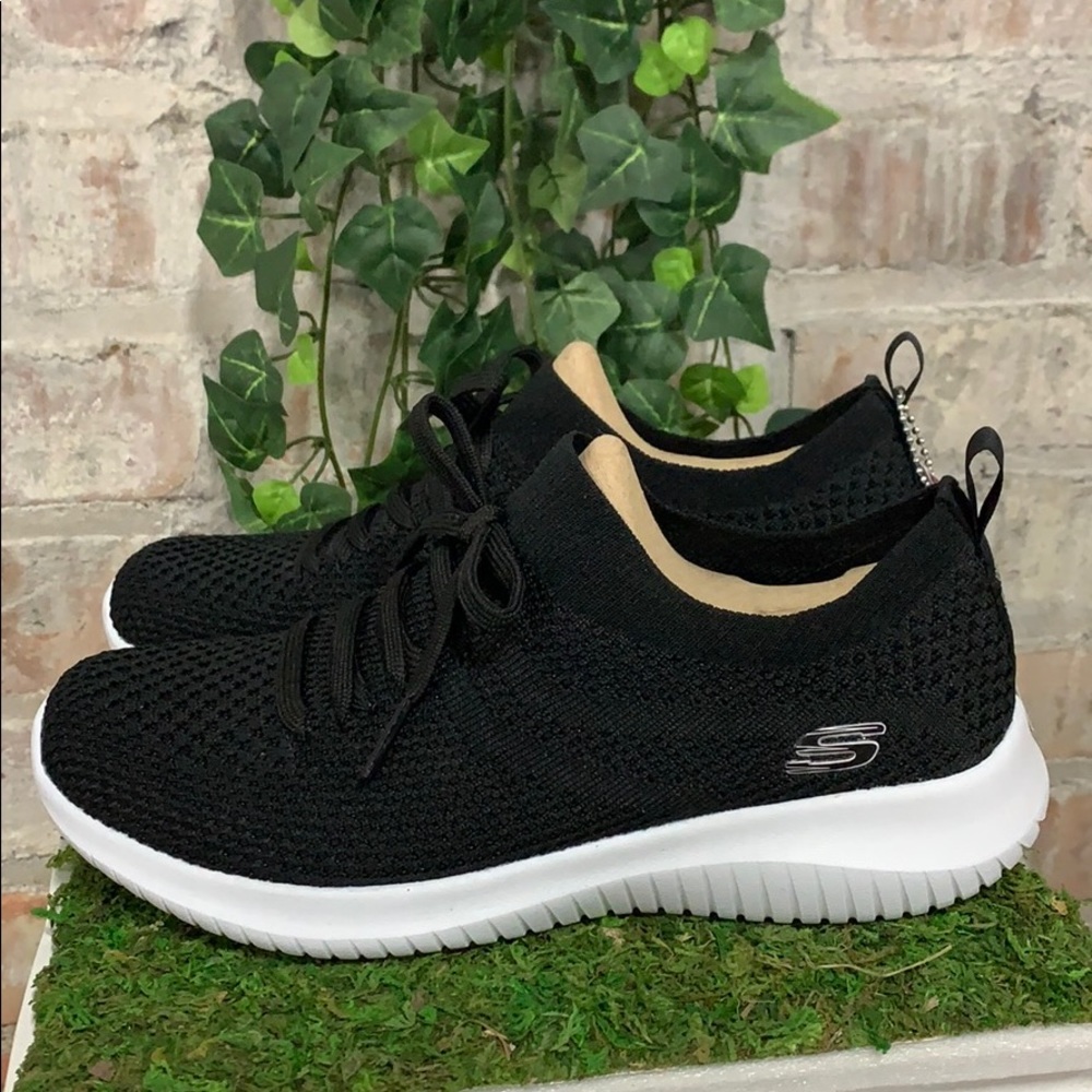 Skechers Black and White Athletic Shoes